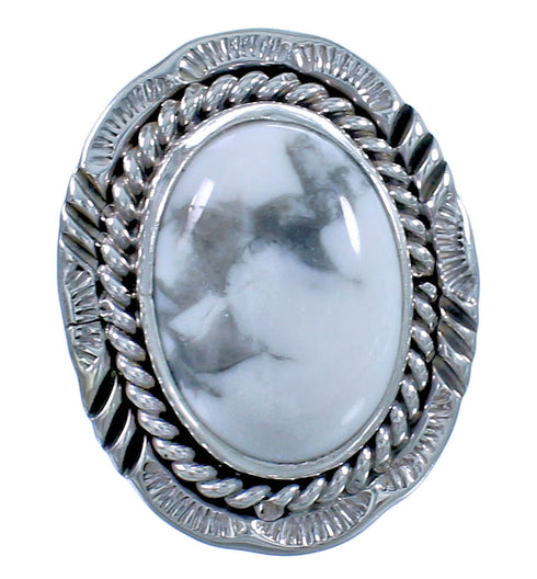 Genuine American Indian Sterling Silver Howlite Ring Size 9 CS117677
